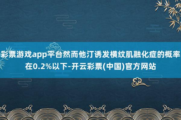 彩票游戏app平台然而他汀诱发横纹肌融化症的概率在0.2%以下-开云彩票(中国)官方网站